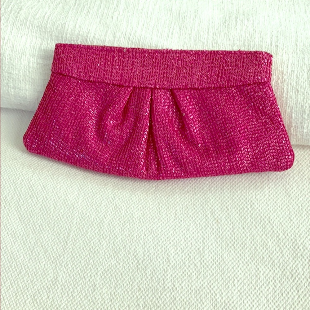 Pink sequin clutch